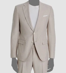 NWT Hugo Boss Men's Beige Hutson Slim Fit Suit Jacket Size 44L - Picture 1 of 10