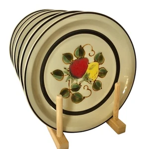 1971 Sears Strawberries Salad Plates 4112 Set 6 Stoneware Strawberry Vintage 7.5 - Picture 1 of 8