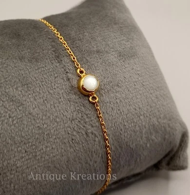 Natural Pearl Bracelet 14k Gold Bracelet Pearl Bracelet, Anniversary Gift - Image 1 of 4