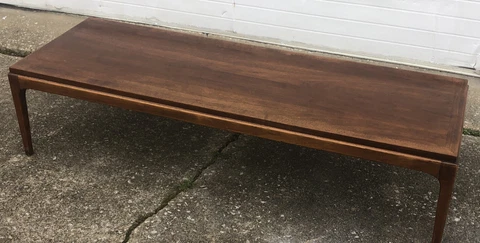 Mid-Century Modern Lane Rhythm Collection Long Walnut Coffee Table Orig. Finish Cover