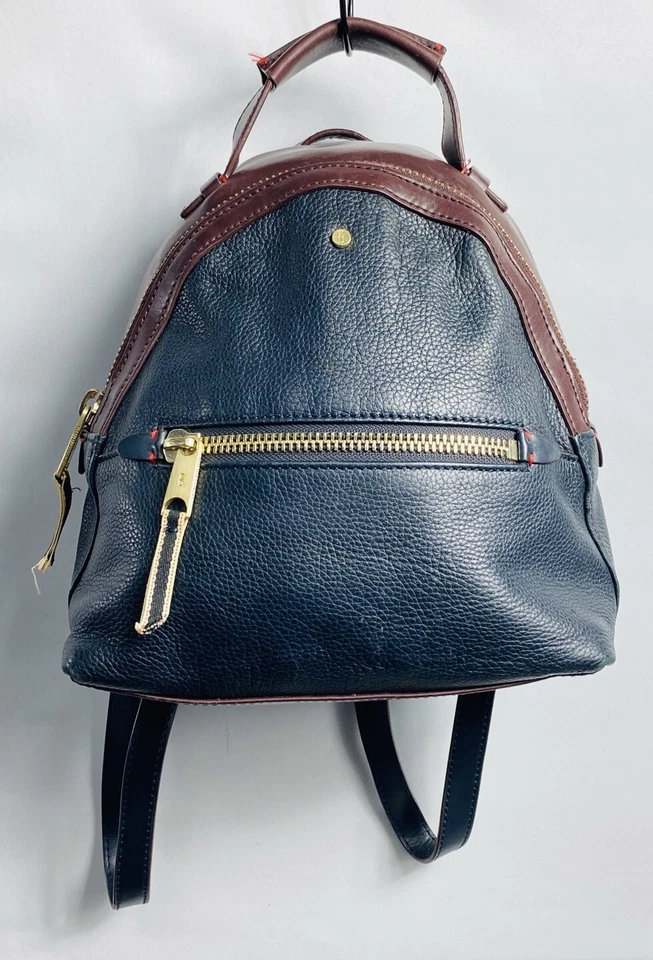 Mochila de cuero genuino Ellen Degeneres ED NEGRA/MARRÓN 9”x11”x3,5” Foto 1 de 4