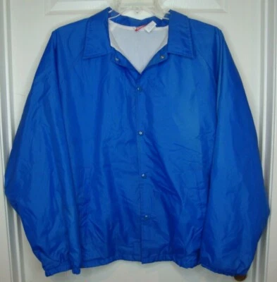 Vtg Windbreaker Jacket Athletic Works 2XL Lined Made in USA Blue Snap Front - Image 1 of 4