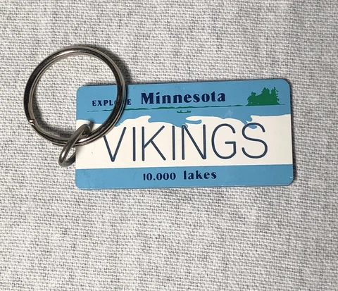 Minnesota Vikings License Plate Keychain - Minnesota Vintage 10,000 Lakes Cover