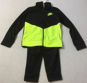 Nike Boy’s 2 Piece Track Jacket & Jogger Pant Set 86F192 Black Volt KE4 Size 4 - Picture 1 of 5