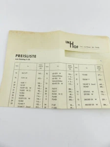 Imhof Preisliste zum Katalog V55 - Bild 1 von 1