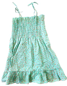 Vintage 70's Girls Sundress Summer Dress Montgomery Ward Size 8 Green Floral - Picture 1 of 4