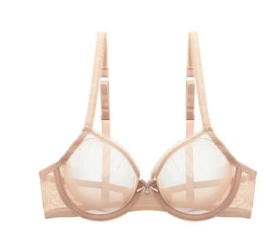 Sutiã sexy malha ultrafina transparente sem forro sem enchimento respirável bralette - Imagem 1 de 4