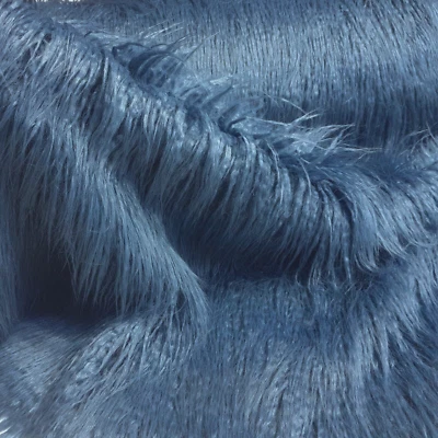 Webpelz Langhaar Kunstfell Zottel Fell Stoff Blau Deko Teppich Bekleidung - Bild 1 von 4