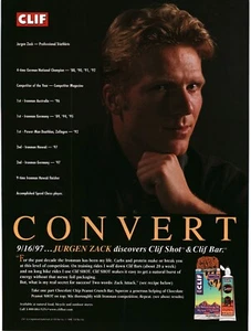 1998 PRINT AD - CLIF BAR / CLIF SHOT AD - JURGEN ZACK - PROFESSIONAL TRIATHLETE - Picture 1 of 1