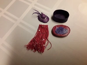 Miniature  accessories lot Purple Red Hat & box Nightie  - Picture 1 of 7