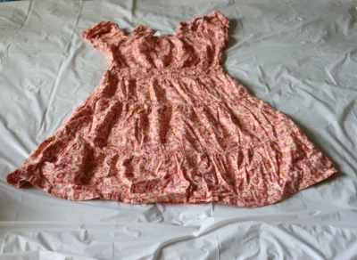 Vestido de sol estampado floral azul marino antiguo para niñas talla L (10-12) NUEVO Foto 1 de 4