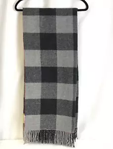 Coperta Frangerossi Bufalo Miscela Lana a Quadri Lanerossi Frange Check Grigio Nero Rosso - Foto 1 di 10