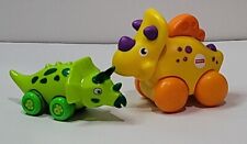 Lot of 2 - Fisher Price Dino Yellow & 3 Bees Green Triceratops (6 + months)