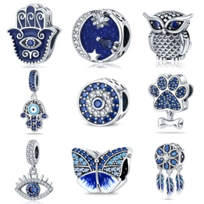 KUNSIR 925 Sterling Silver Charm For Bracelet Blue Bead Charm DIY Charm Gifts - Image 1 of 4
