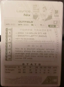 LAYNCE NIX 2005 Topps Total Black PRINTING PLATE Back SP #1/1 of 1 Lance Rangers - Picture 1 of 2