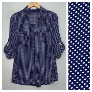 Camicia Express The Portofino taglia media blusa blusa a pois bianca blusa preppy - Foto 1 di 12