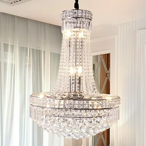 Elegant Silver Crystal Rain Drop Chandelier Modern Lighting Fixture Pendant Lamp - Picture 1 of 10
