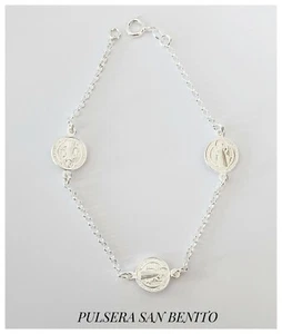 San benito Pulsera plata de ley925 silver, benedicti bracelet Pulsera san benito - Picture 1 of 8