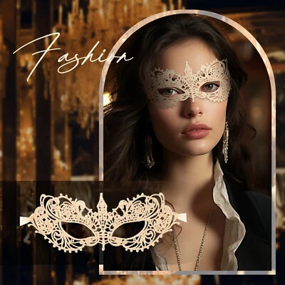 Women's Gold Masquerade Mask Venetian Lace Half Face Adjustable Mask for Party - Image 1 of 4