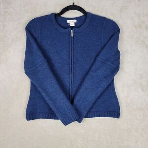Sundance Merino Wool Full Zip Navy Blue Womens Cardigan Size Med But Runs Small
