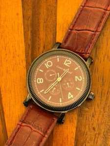Louis Richard Men's Watch Chronograph Red Brick Dial 45mm - New Battery - Picture 1 of 8