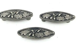 Vintage Hickory (8pc) Large Pewter Acorn Oak Leaf Tree Cabinet Drawer Knobs Pull - Picture 1 of 3