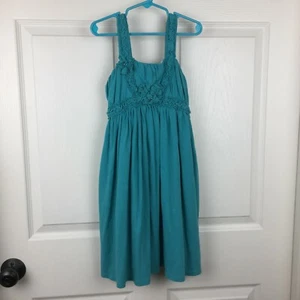 Isobella & Chloe Turquoise Blue Cotton Jersey Knit Embellished Dress - Girls 8 - Picture 1 of 4