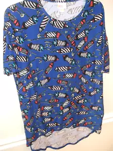 LuLaRoe Blue Firecrackers 4th of July Pullover Top Size XXS NWT - Picture 1 of 5