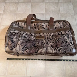Vintage Jordache Floral Tapestry Bag Carry On Luggage Duffel Suitcase With Feet - Picture 1 of 6