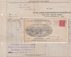 Illustrated Meatpacking Company Advertising Cover with Invoices - Picture 1 of 1