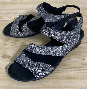 Spring Step Ankle Strap Sandals Black White Leather Natal Wedge Womens 10 / 41 - Picture 1 of 12