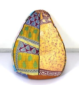Handmade Vintage Cotton Kantha Floral Bohemian Bean Bag Pouffe Hassock Seat - Picture 1 of 4