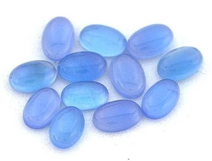 Twelve 6x4 6mm x 4mm Oval Blue Agate Cab Cabochon Gem Stone Gemstone CM56 - Picture 1 of 1
