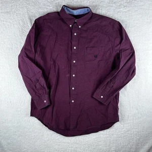 Vintage 90s Chaps Ralph Lauren Mens XL Red Indigo Plaid Button Down Shirt Punk - Picture 1 of 14