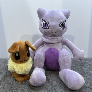 Set Pokemon Mewtwo (11,5 Zoll) und Eevee (7 Zoll) Plüschtiere. gebraucht - Bild 1 von 7
