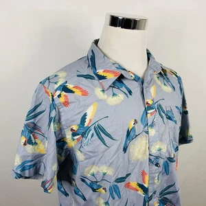 Patagonia Large Hawaiian Aloha Shirt Floral Parrot Bird Print Organic Cotton - Picture 1 of 4