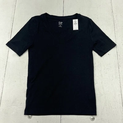 Camiseta Gap Negra Moderna Cuello en V Manga Corta Para Mujer Talla X-Pequeña NUEVA Foto 1 de 4