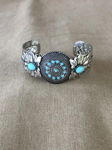Brazalete vintage Kirks Folly imitación turquesa tono plata - Imagen 1 de 14
