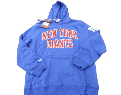 NWT MITCHELL & NESS NFL NEW YORK GIANTS BLUE HOODED SWEATSHIRT SIZE L $100.00 - Изображение 1 из 4