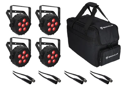 (4) Chauvet DJ SLIMPAR T6 BT ILS D-Fi USB DMX Wash Lights w/Bluetooth+Bag+Cables - Image 1 of 4