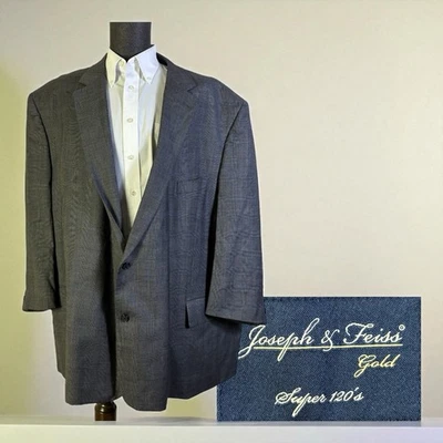 Joseph & Feiss Blazer Suit Jacket Mens 64R Gray Plaid - Image 1 of 4