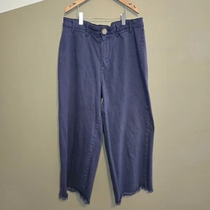 Time & Tru Women's Blue-Purple Jeans Cropped Wide Leg Size 8 Pockets Frayed - Picture 1 of 11