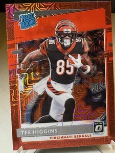 2020 Panini Optic NFL Bengals Football Tee Higgins Optic Red Mojo Rated Rookie - Picture 1 of 10