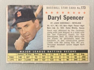 1961 Post Baseball #173, Daryl Spencer, St. Louis Cardinals, Perforated Company - Picture 1 of 2