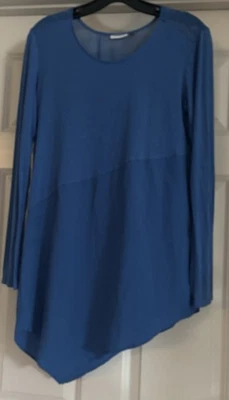 DKNY Asymmetrical Hem Mixed Media Size S Long Sleeve Pullover Tunic  - Image 1 of 4