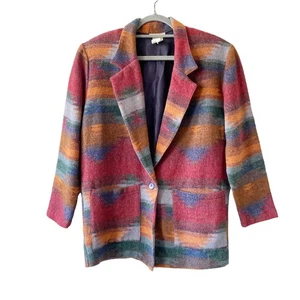 Vintage Anchor Blue Womens Size M Southwestern Print Oversized Blazer - Picture 1 of 4