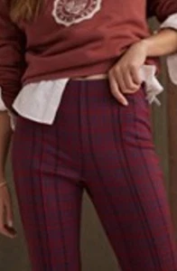 NWT ANTHROPOLOGIE MAEVE MARGOT KICK FLARE STRETCH CROP PANTS RED PLAID MOTIF M - Bild 1 von 14
