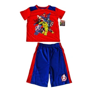 Marvel Averagers Boys Size 7 outfit 2 Piece Set Tee Shirt + Shorts - Picture 1 of 5