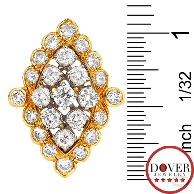 Estate 2.95ct Diamond 18K Gold Navette Cluster Cocktail Ring 9.0 Grams NR - Image 1 of 4