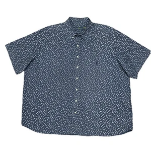 Polo Ralph Lauren Men's Sz 2XB Blue White Floral Button Down Short Sleeve Shirt - Picture 1 of 6